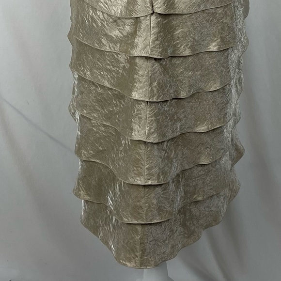 Adrianna Papell Champagne Tulip Layered Fitted Party Event Dress NWOT - Picture 6 of 11